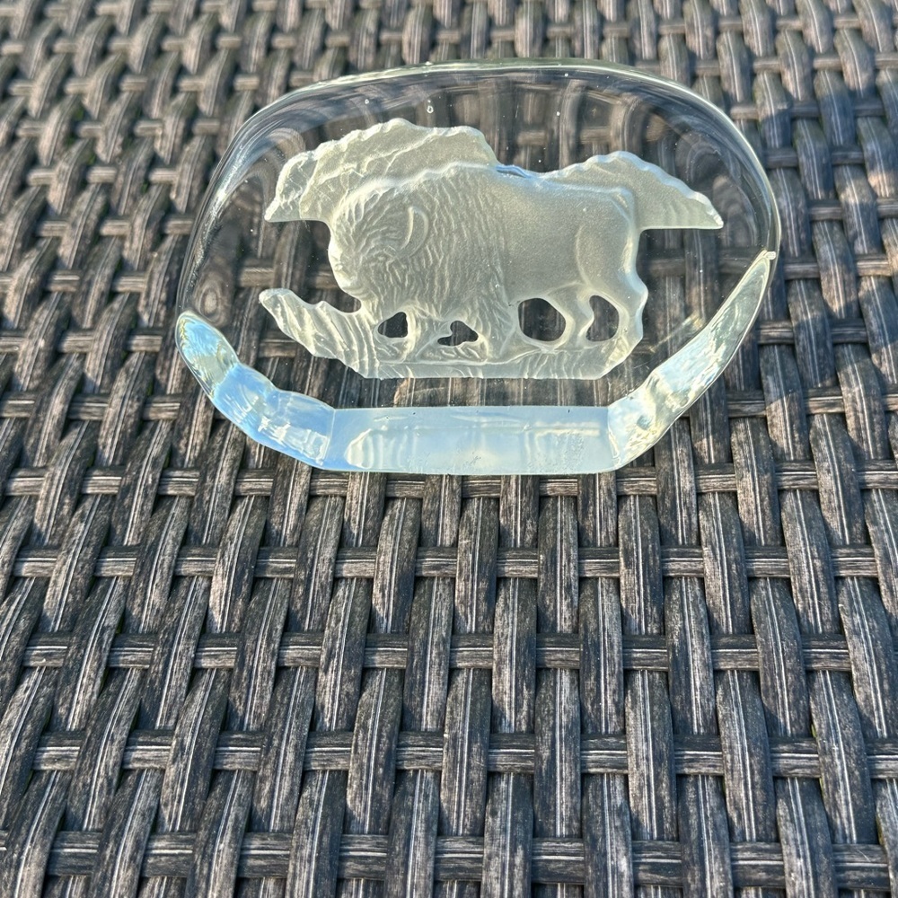 Clear Glass Buffalo Paperweight